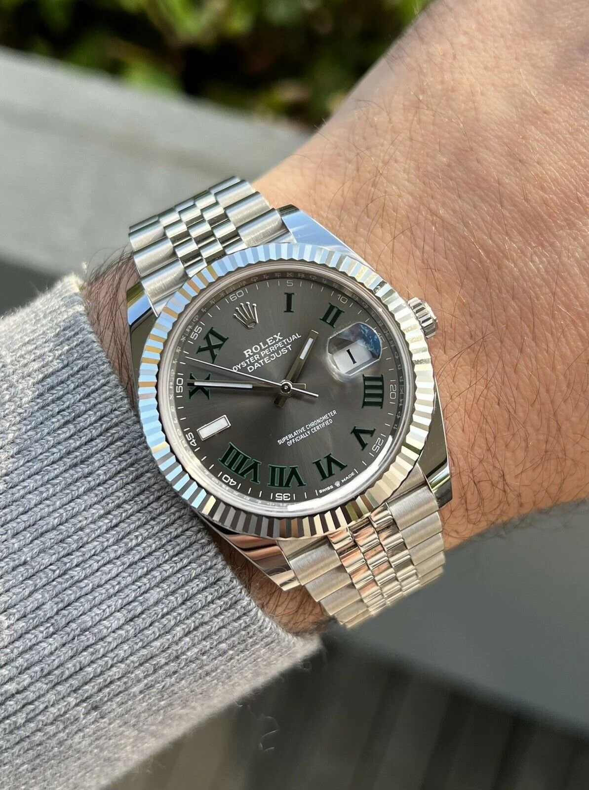 Rolex Datejust Rhodium Dial 126334 “Wimbledon” Flutted/Jubilee 41 mm