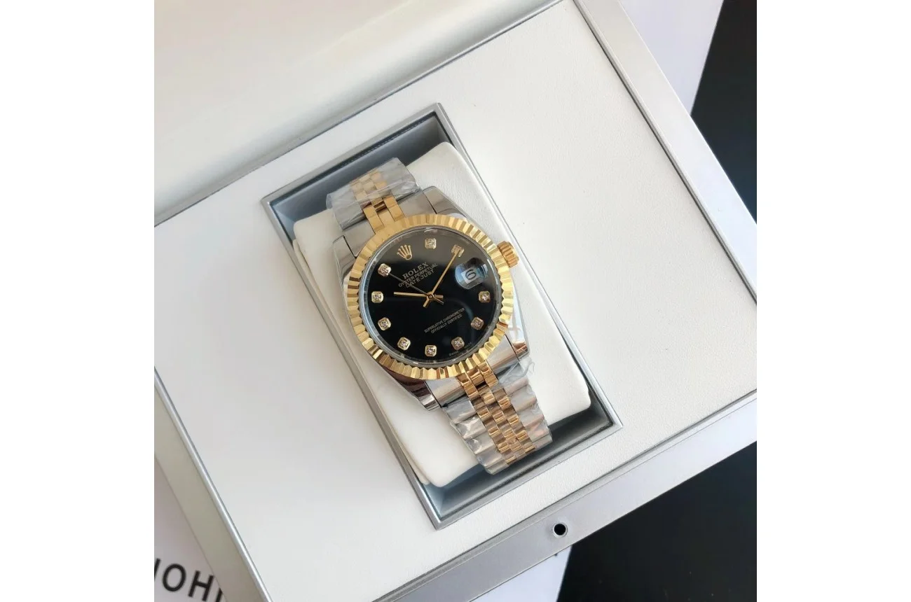Rolex Datejust RG/SS Jub Black/Dia 36/28 mm