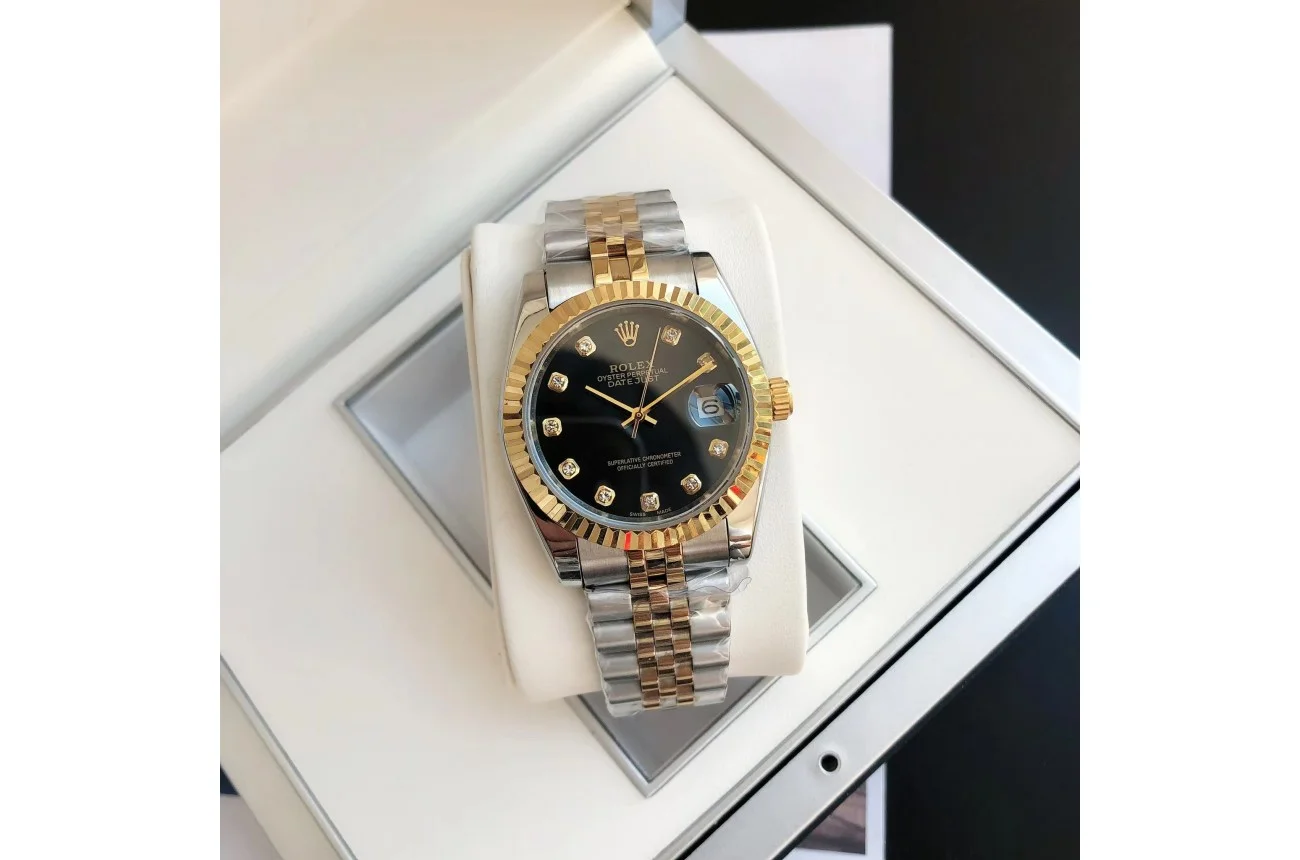 Rolex Datejust RG/SS Jub Black/Dia 36/28 mm