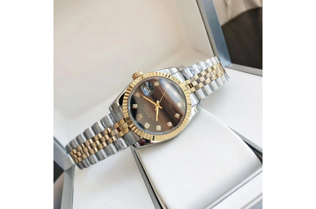 Rolex Datejust RG/SS Jub Black/Dia 36/28 mm