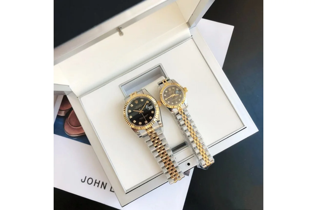 Rolex Datejust RG/SS Jub Black/Dia 36/28 mm