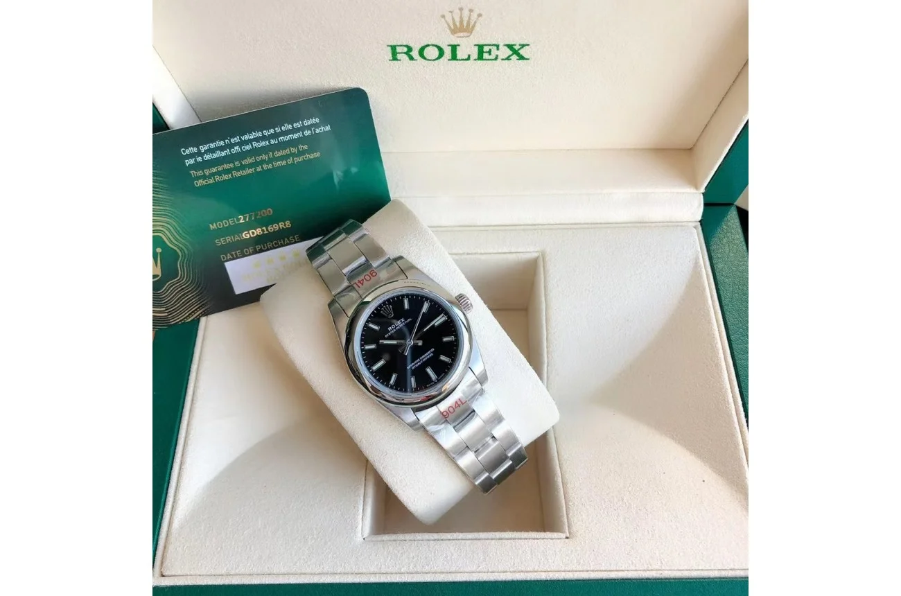 Rolex Oyster Perpetual SS/SS Black/Stk 31/41 mm