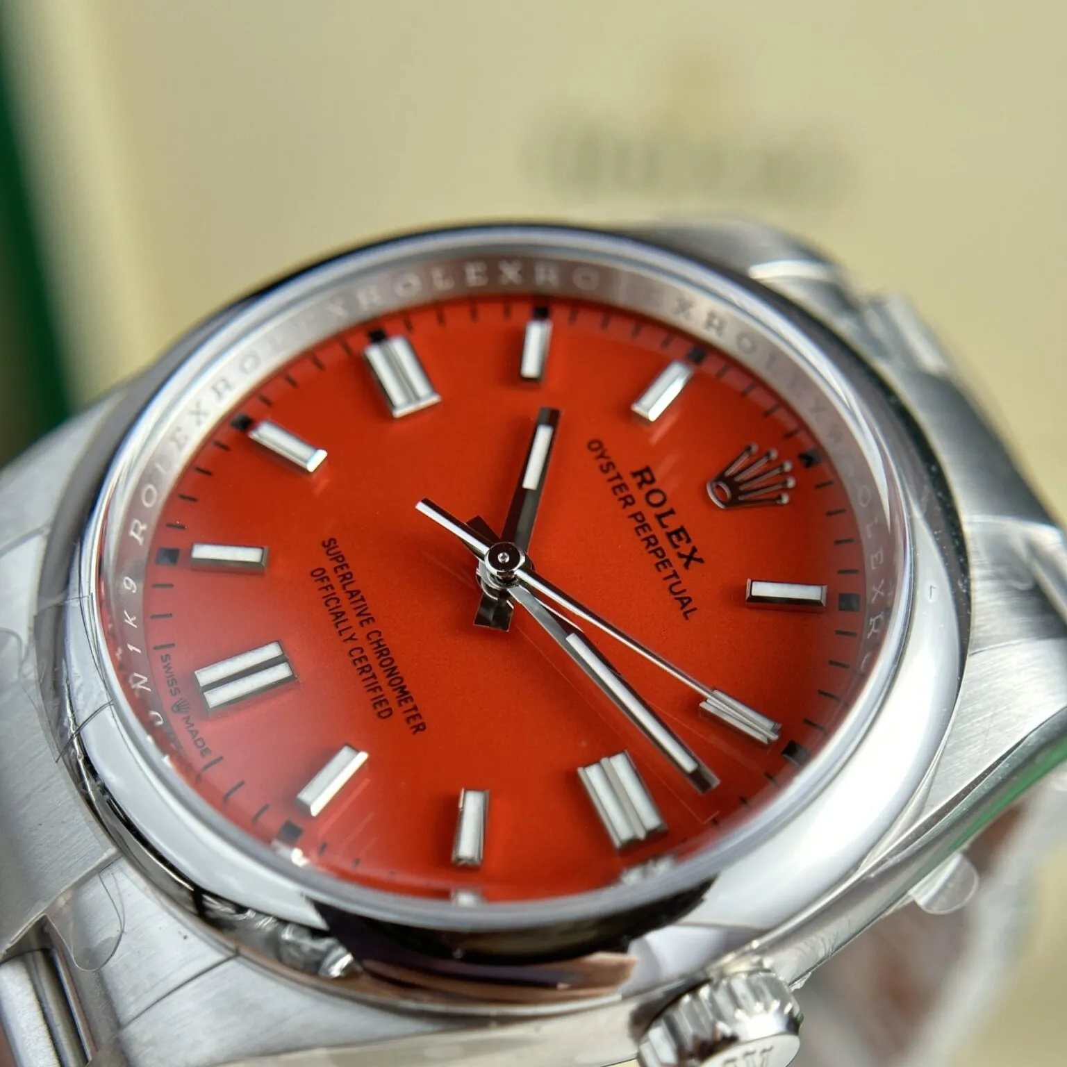 Rolex Oyster Perpetual Coral Red Dial 124300 41 mm