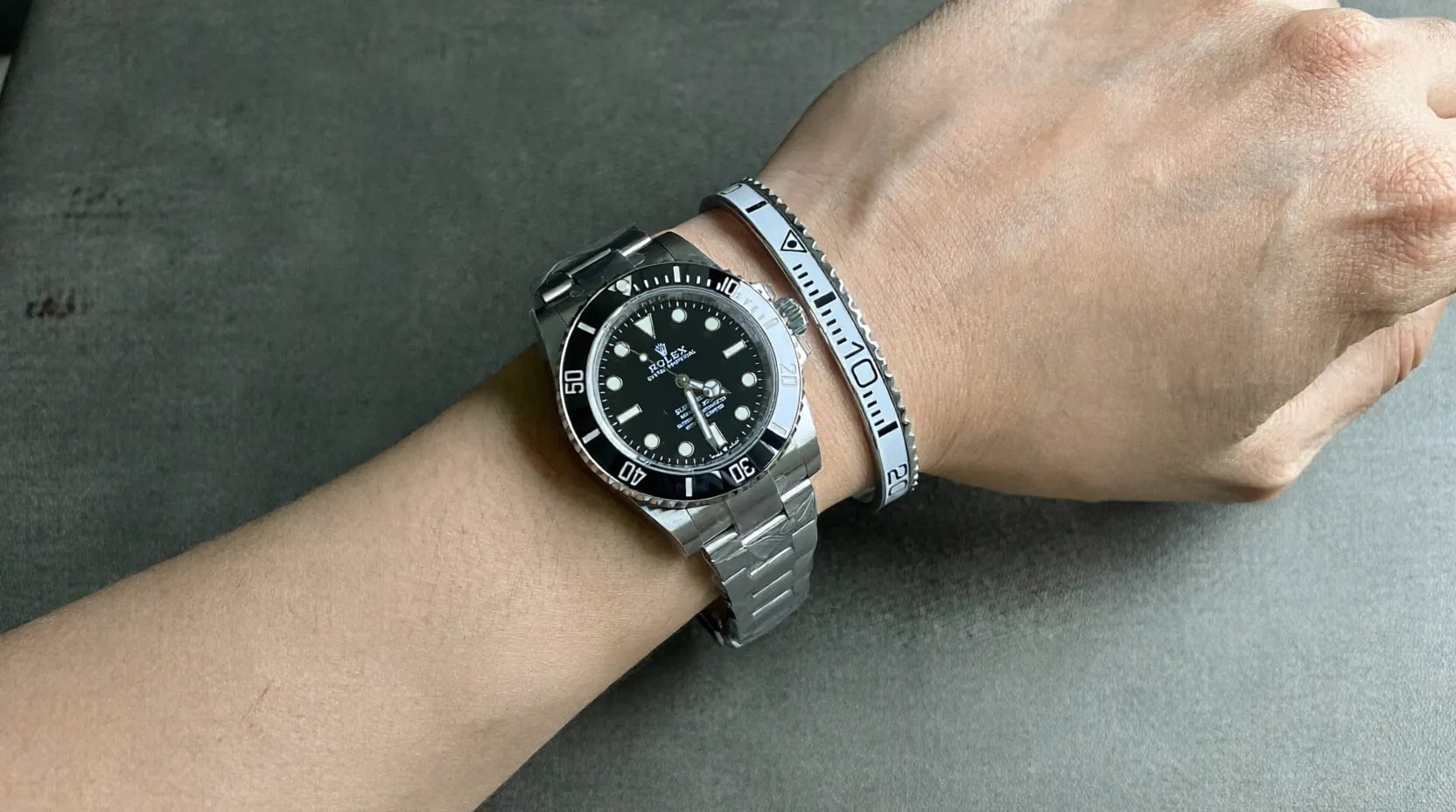 White Titanium Steel Bezel Bracelet